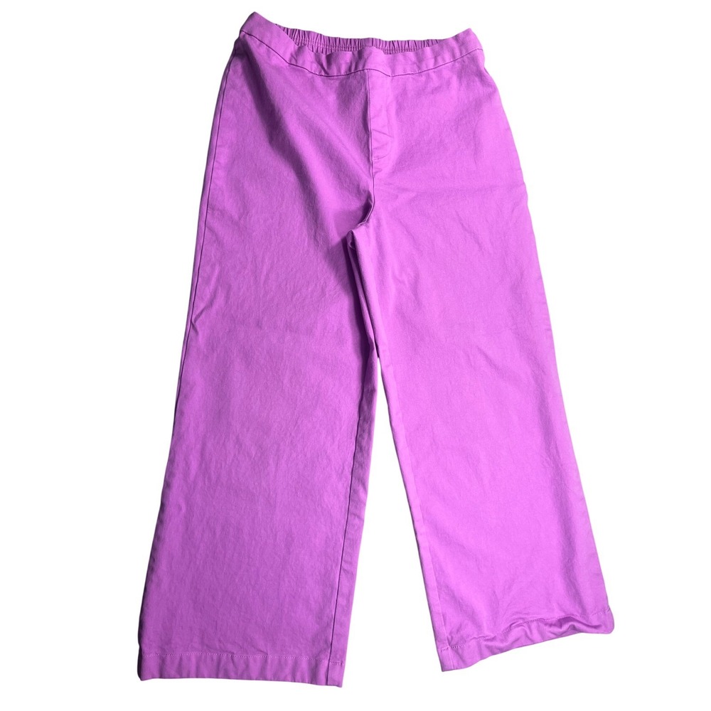 Isaac Mizrahi Live Size 6 Purple Wide Leg Pull On Pants Stretch Crop